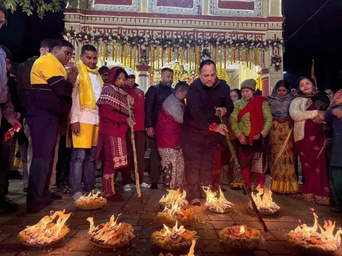 वीरगंज श्रीरामजानकी मन्दिरमा प्राणप्रतिष्ठा सम्पन्न, लाख बत्ती प्रज्वलन