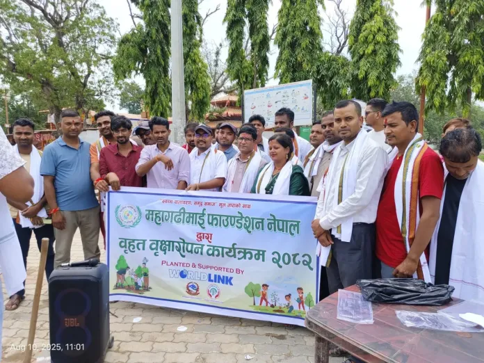 गढीमाई मन्दिर परिसरमा वृहत् वृक्षारोपण