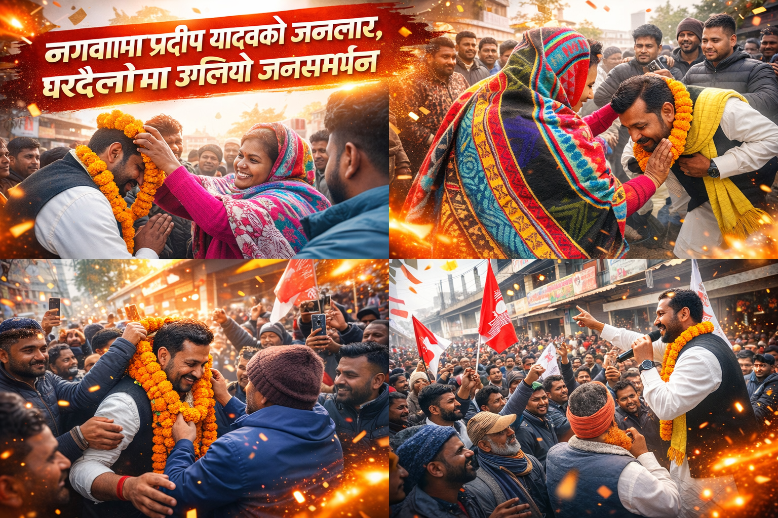 नगवामा प्रदीप यादवको शक्ति प्रदर्शन, घरदैलोमै देखियो जनसमर्थनको लहर